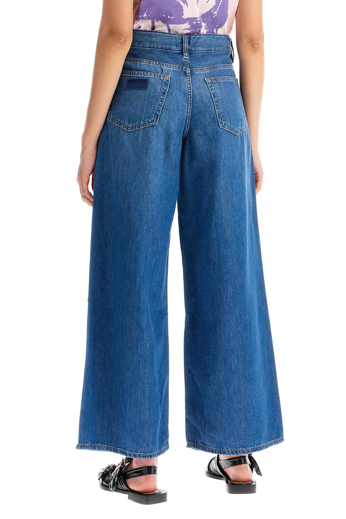 lightweight denim wide leg jeans J1487 MID BLUE VINTAGE