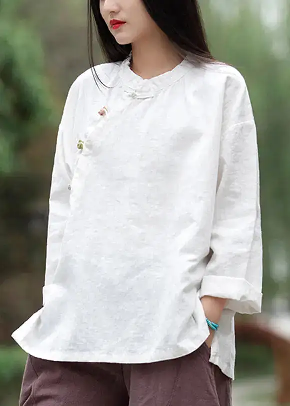 Loose Yellow Button Low High Design Linen Shirt Long Sleeve CG1044