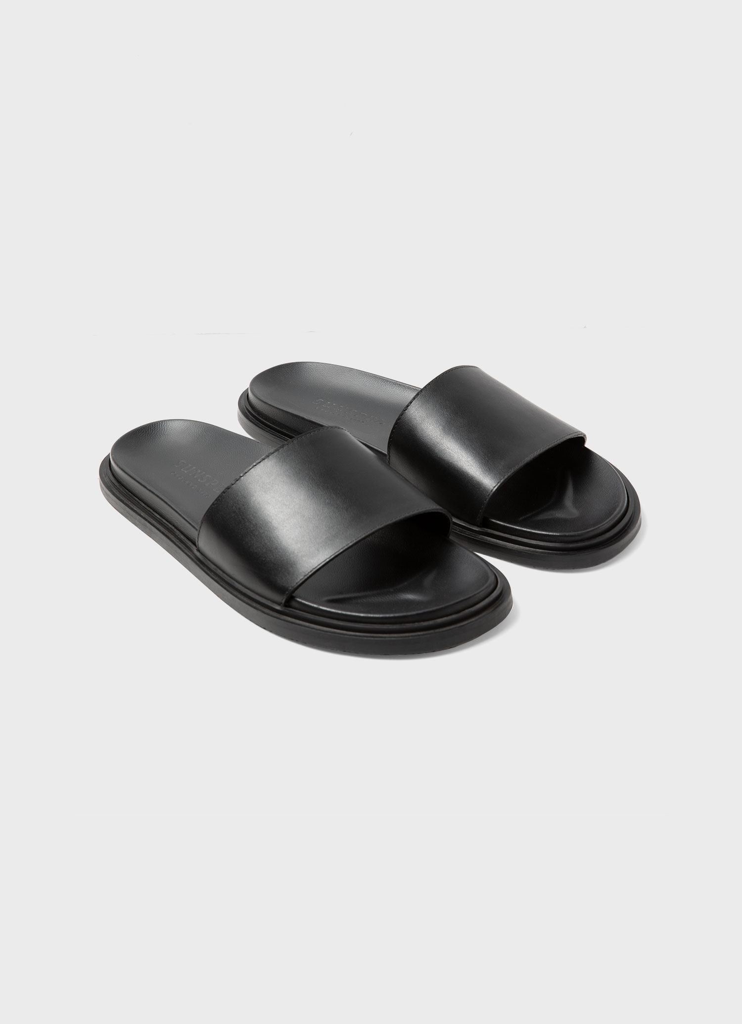 Men's Leather Slider in Black