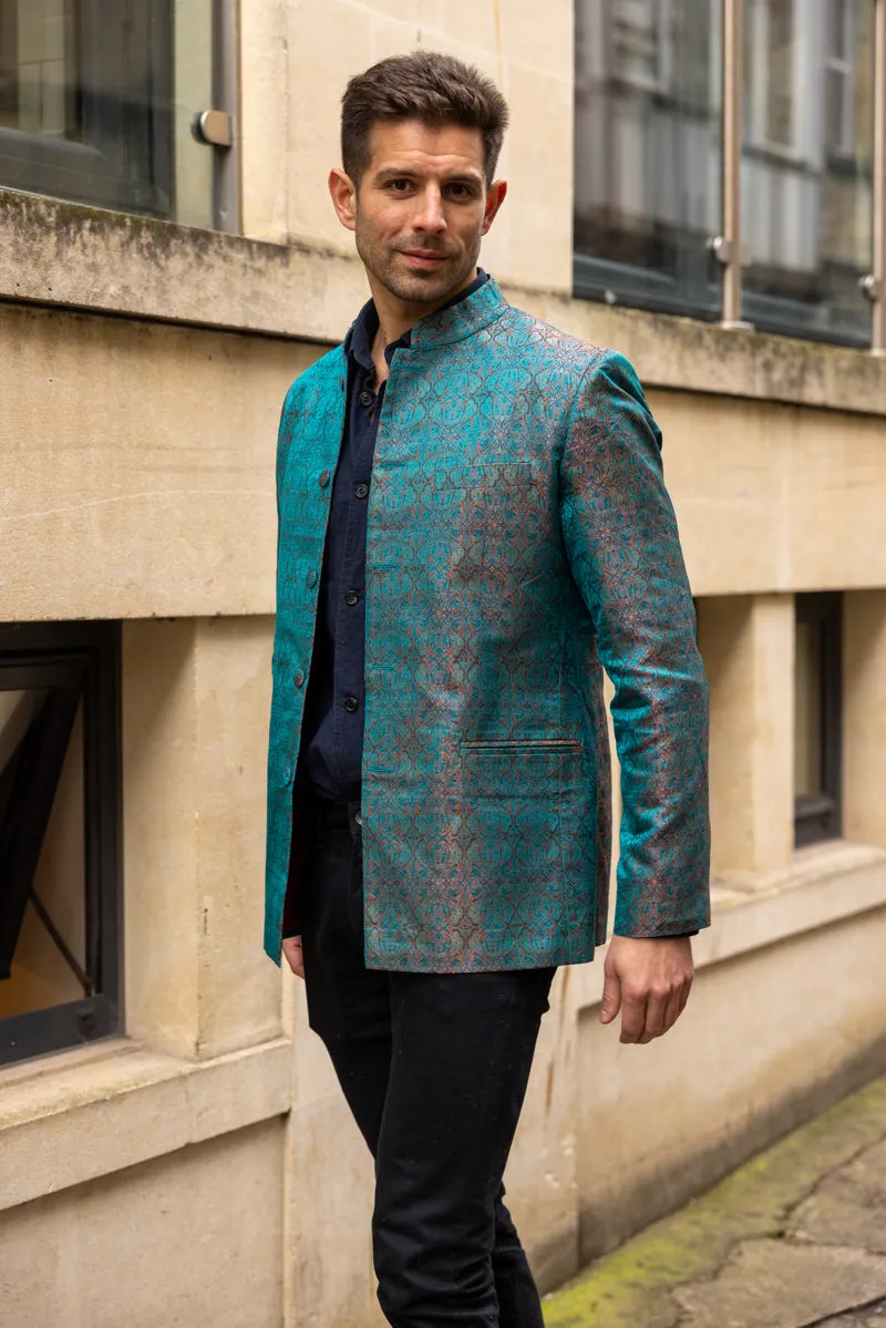 Mens Nehru Jacket in Royal Jacquard