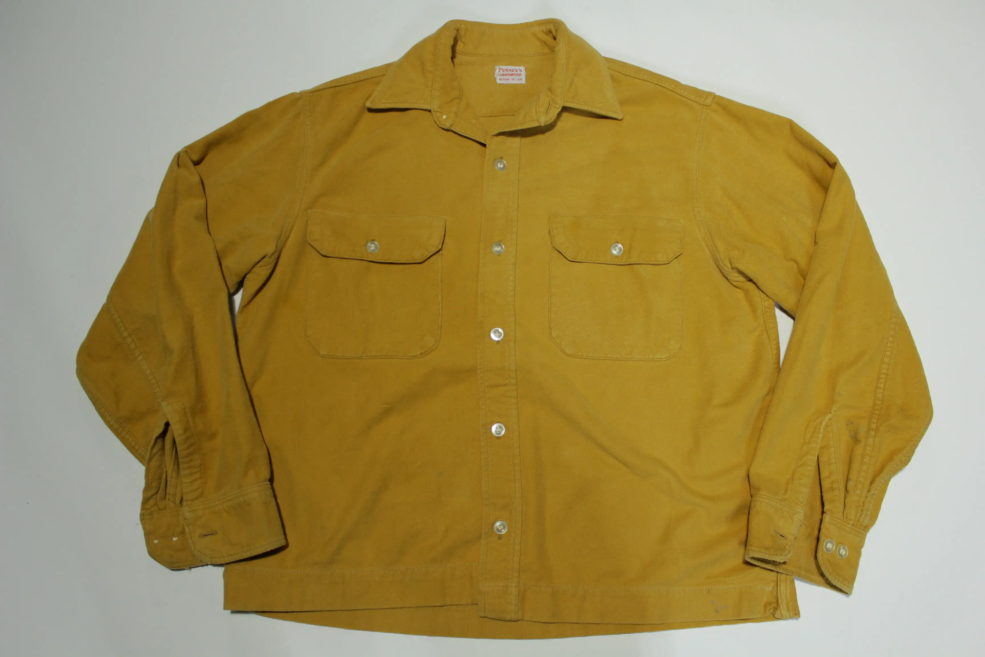 Penneys Sanforized Vintage 50's Distressed Cotton Button Up Work Shirt