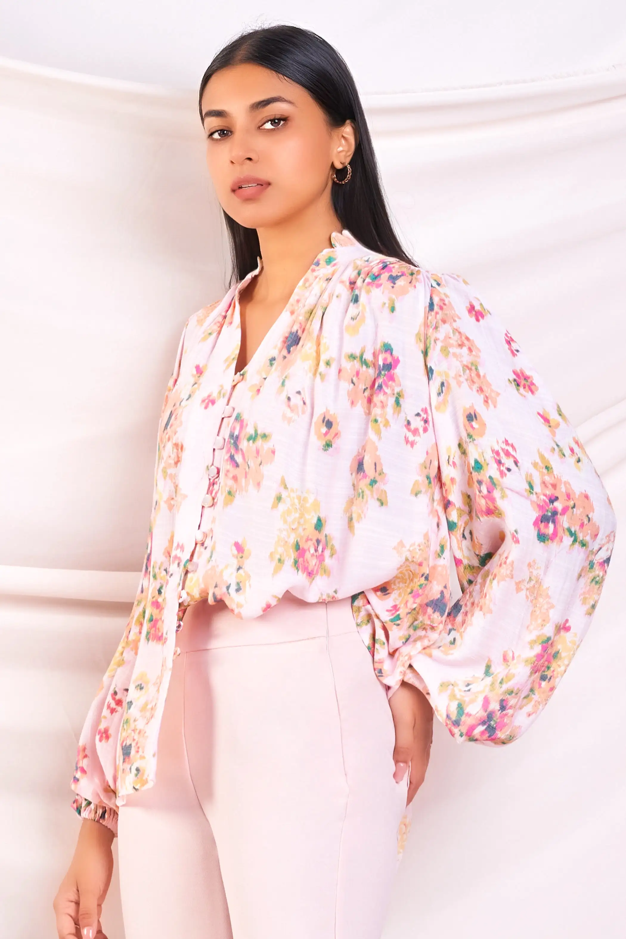 Pink Printed Oversized Shirt