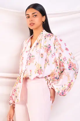 Pink Printed Oversized Shirt