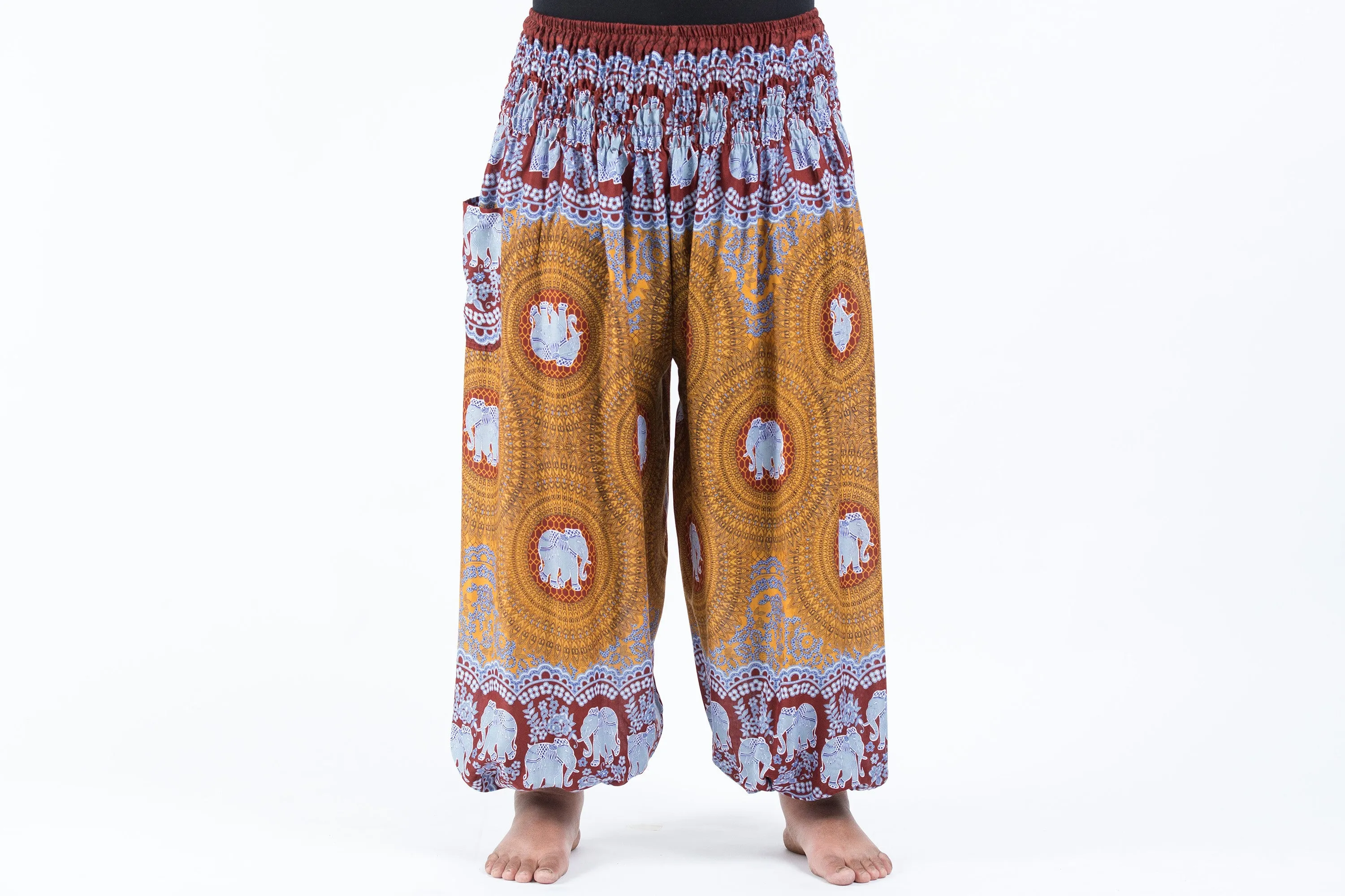 Plus Size Mandala Elephant Women's Elephant Pants in Bronze