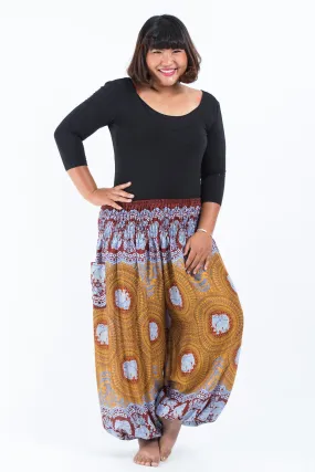 Plus Size Mandala Elephant Women's Elephant Pants in Bronze