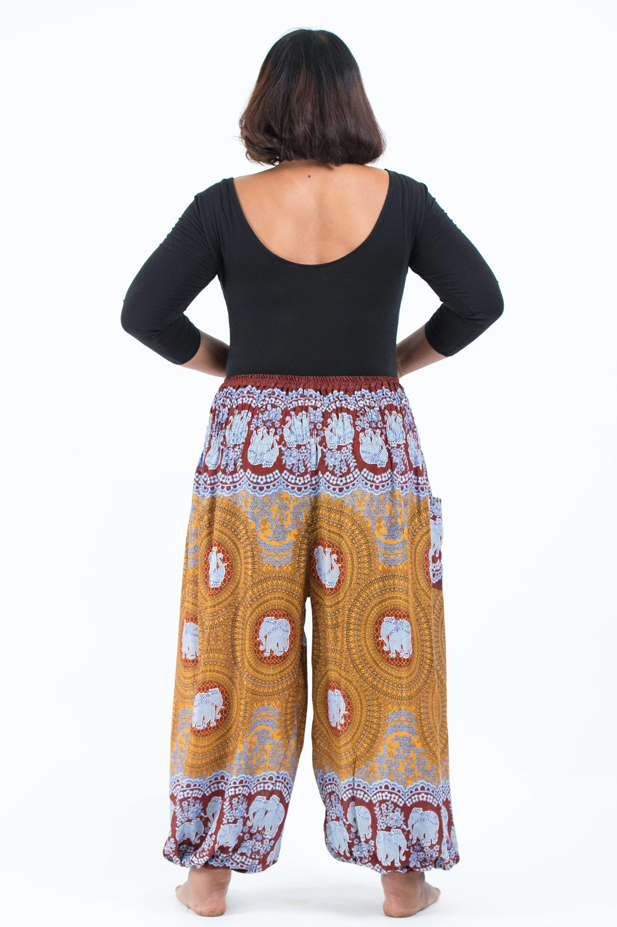 Plus Size Mandala Elephant Women's Elephant Pants in Bronze