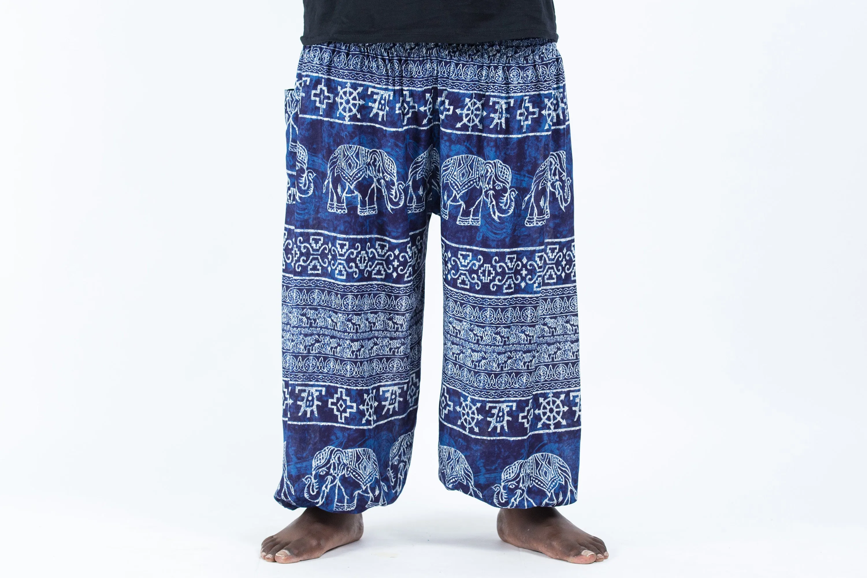 Plus Size Marble Elephant Men's Elephant Pants in Blue