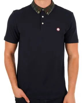 Pretty Green Thomas Check Collar Polo Navy