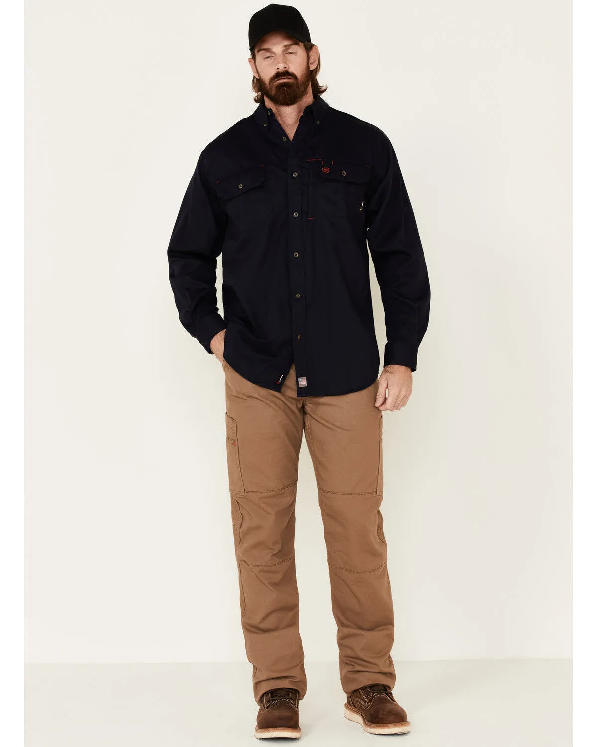 Product Name:  Ariat Men's FR Solid Vent Long Sleeve Button Down Work Shirt - Tall