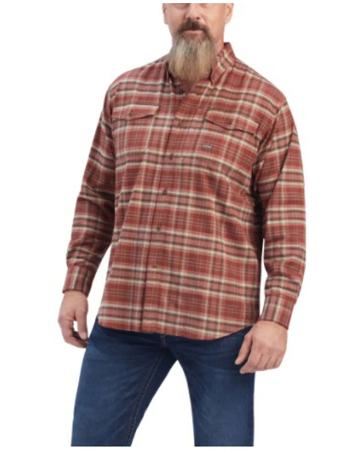 Product Name:  Ariat Men's Rebar Plaid DuraStretch Button Down Flannel Work Shirt