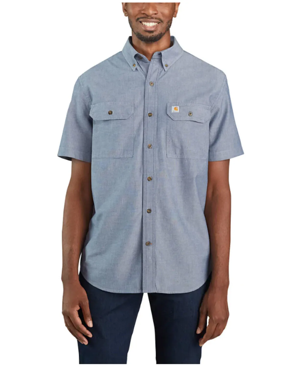 Product Name:  Carhartt Men's Midweight Denim Chambray Short Sleeve Button Down Work Shirt