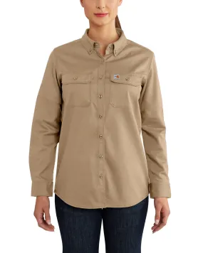 Product Name:  Carhartt Women's FR Solid Rugged Flex Long Sleeve Button-Down Work Shirt