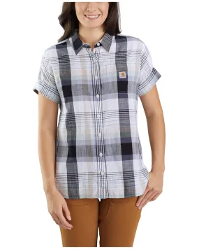 Product Name:  Carhartt Women's Loose Fit Plaid Twill Short Sleeve Button Down Work Shirt