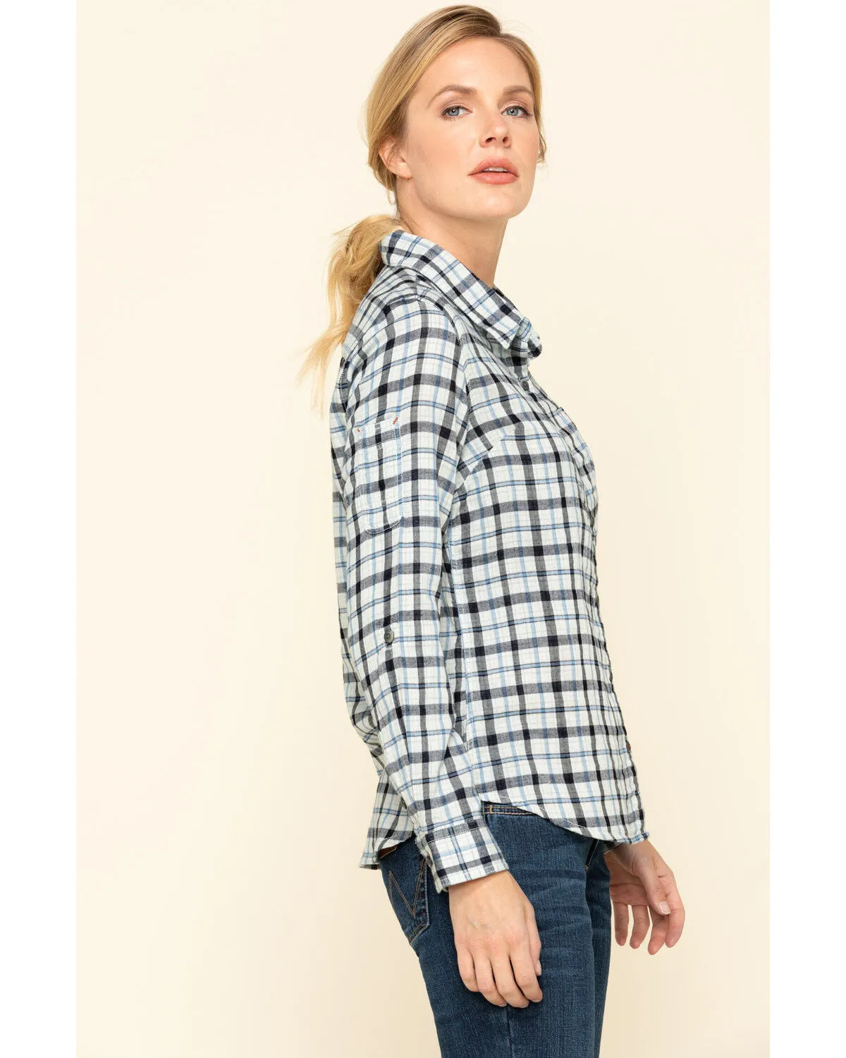 Product Name:  Dovetail Workwear Women's Plaid Print Long Sleeve Button Down Givens Work Shirt