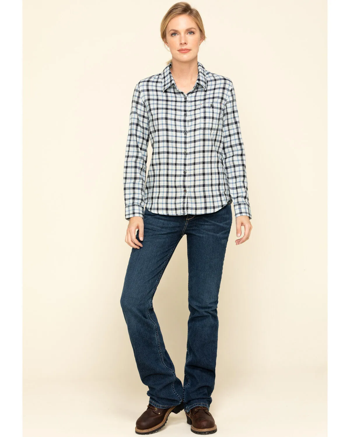 Product Name:  Dovetail Workwear Women's Plaid Print Long Sleeve Button Down Givens Work Shirt