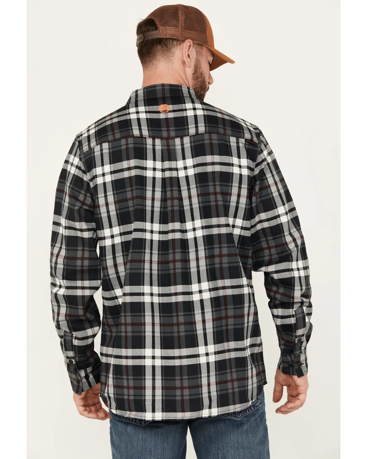 Product Name:  Hawx Men's FR Plaid Print Long Sleeve Button-Down Work Shirt