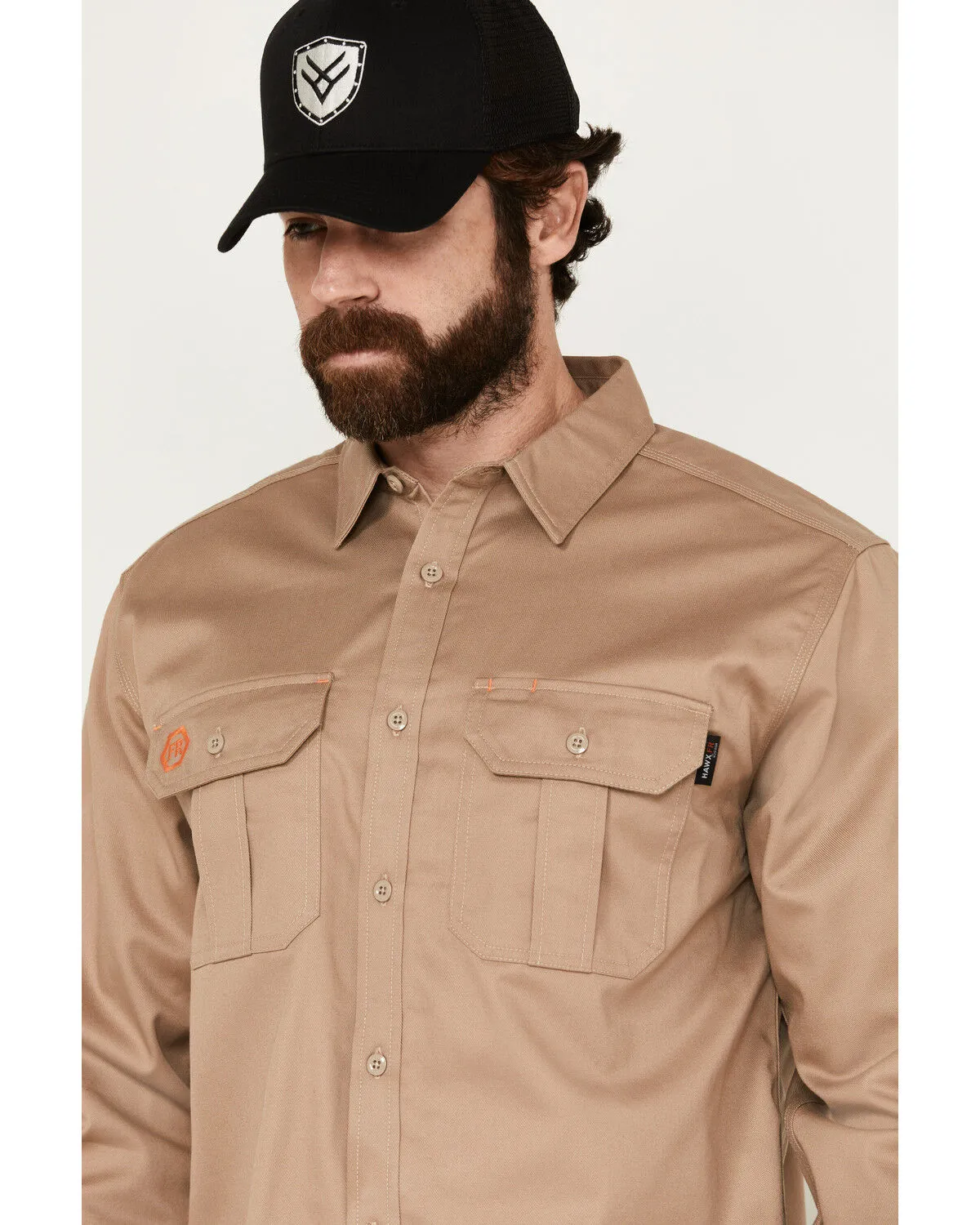 Product Name:  Hawx Men's FR Woven Long Sleeve Button-Down Work Shirt - Big