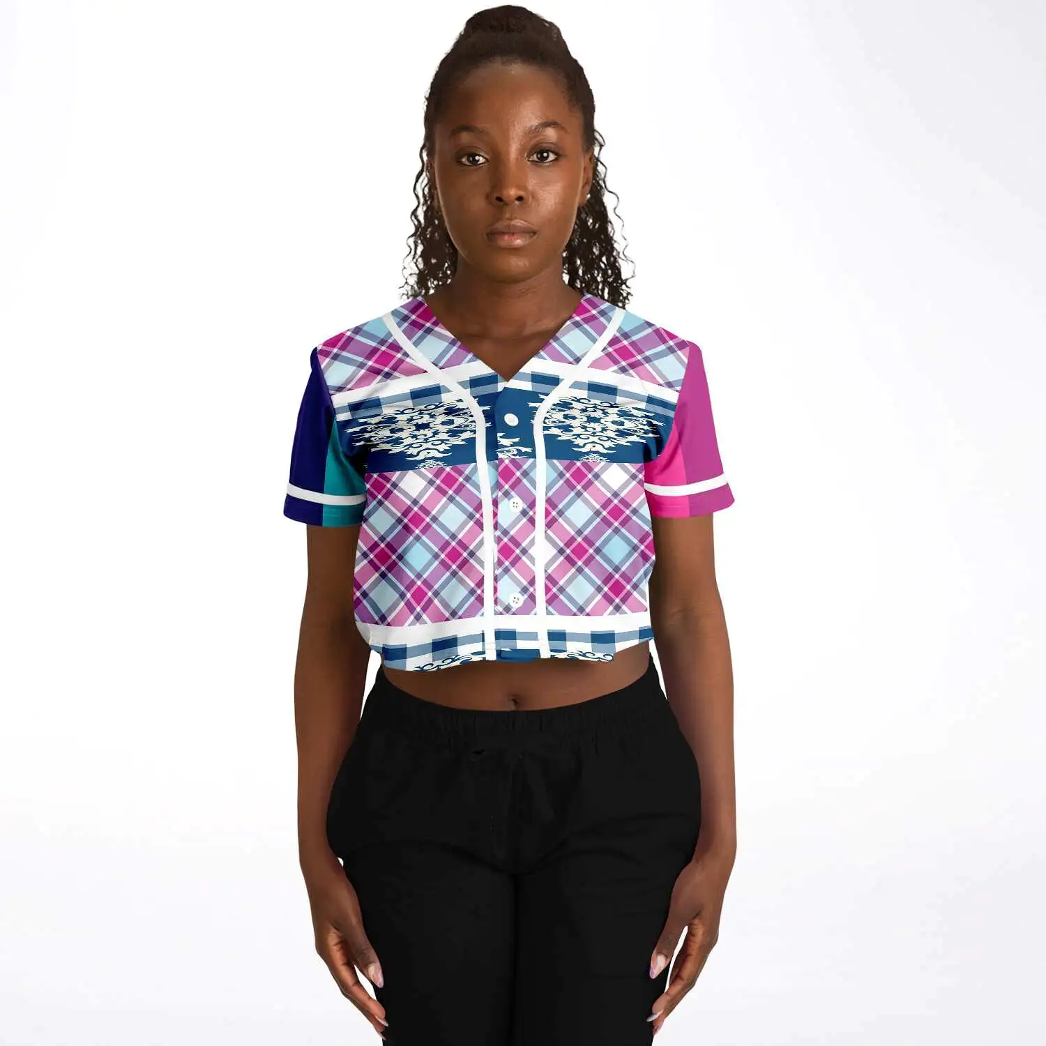 Purple Haze Cropped Button Front Jersey