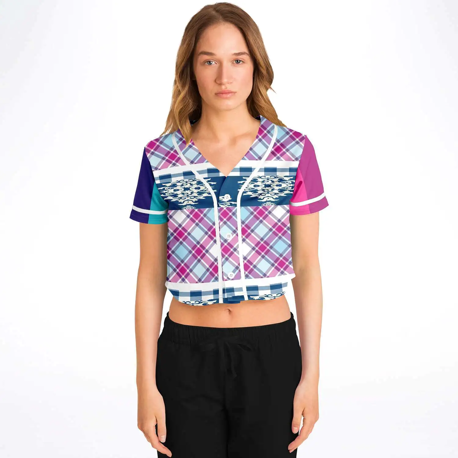 Purple Haze Cropped Button Front Jersey