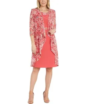 R & M Richards Womens Floral Print Knee-Length Two Piece Dress