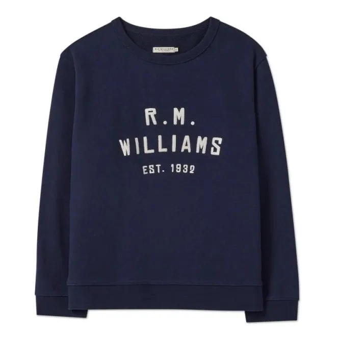 R. M. Williams Womens Stencil Crew in Navy