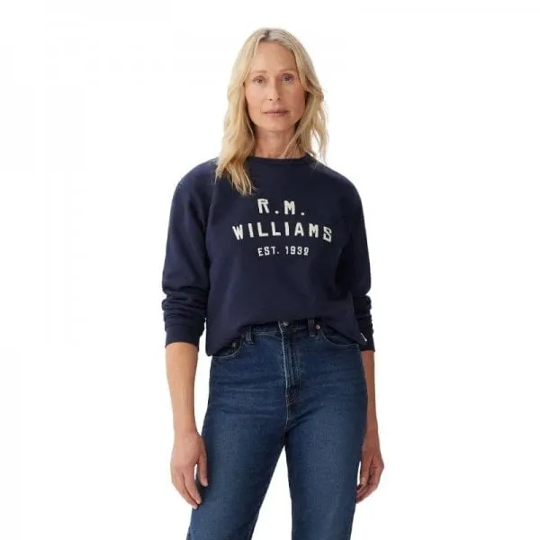 R. M. Williams Womens Stencil Crew in Navy