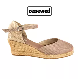 Renewed Glitter Pattern Closed Toe Wedge Espadrille for Women - Canigo