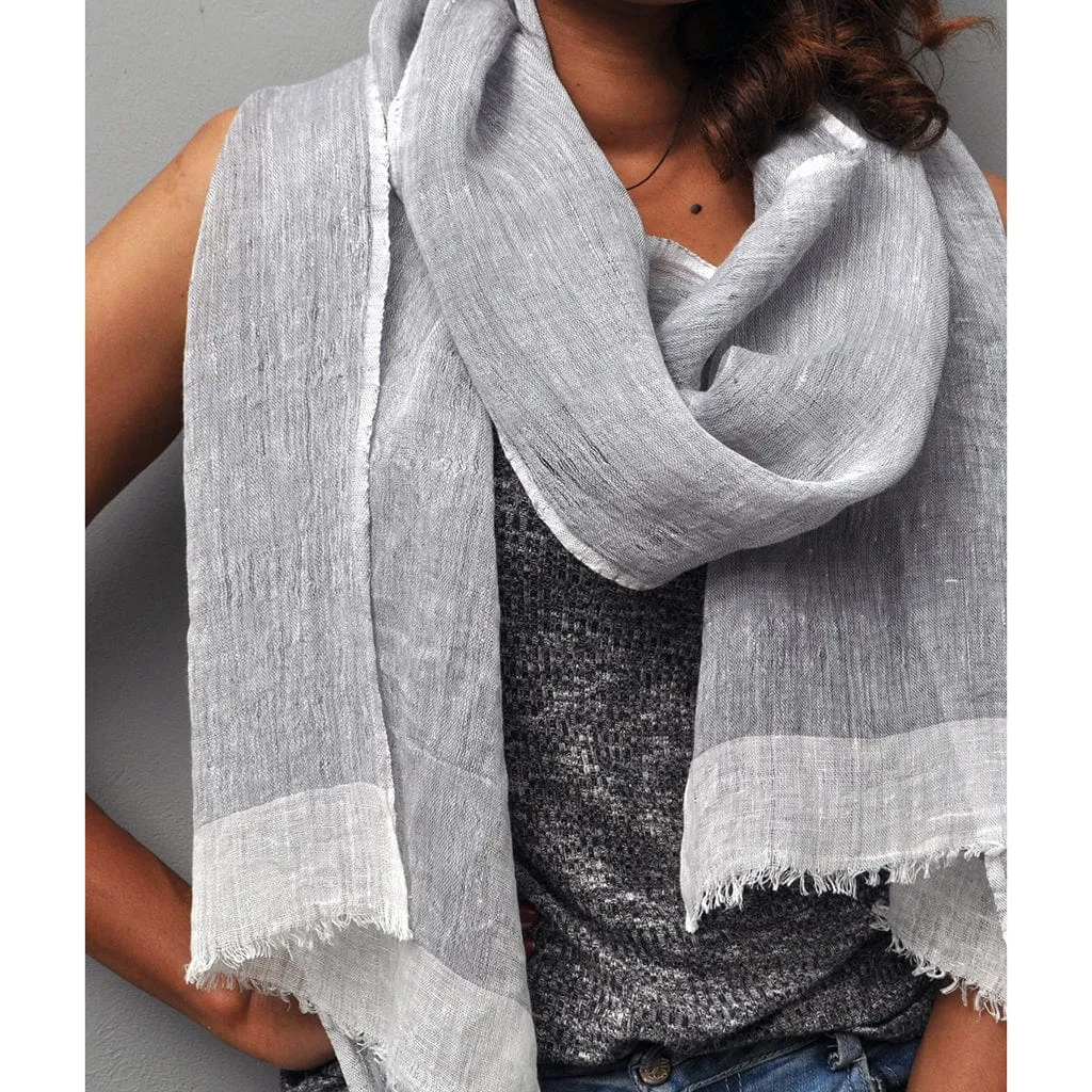 SLATE + SALT Women's Gauze Linen Two Tone Scarf