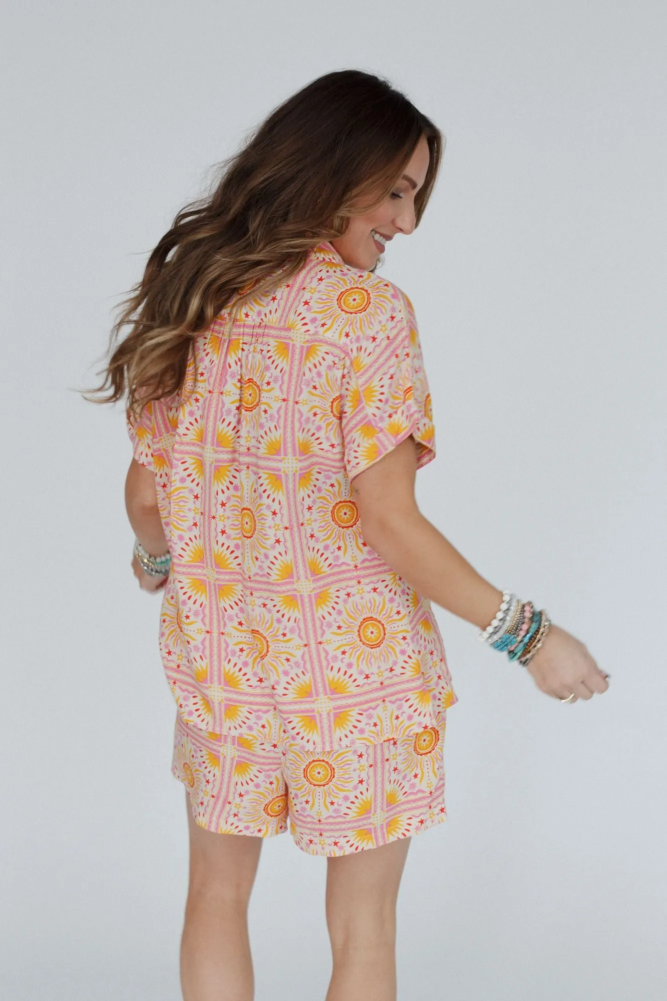 Solar Flare Top And Shorts Set - Pink Multi