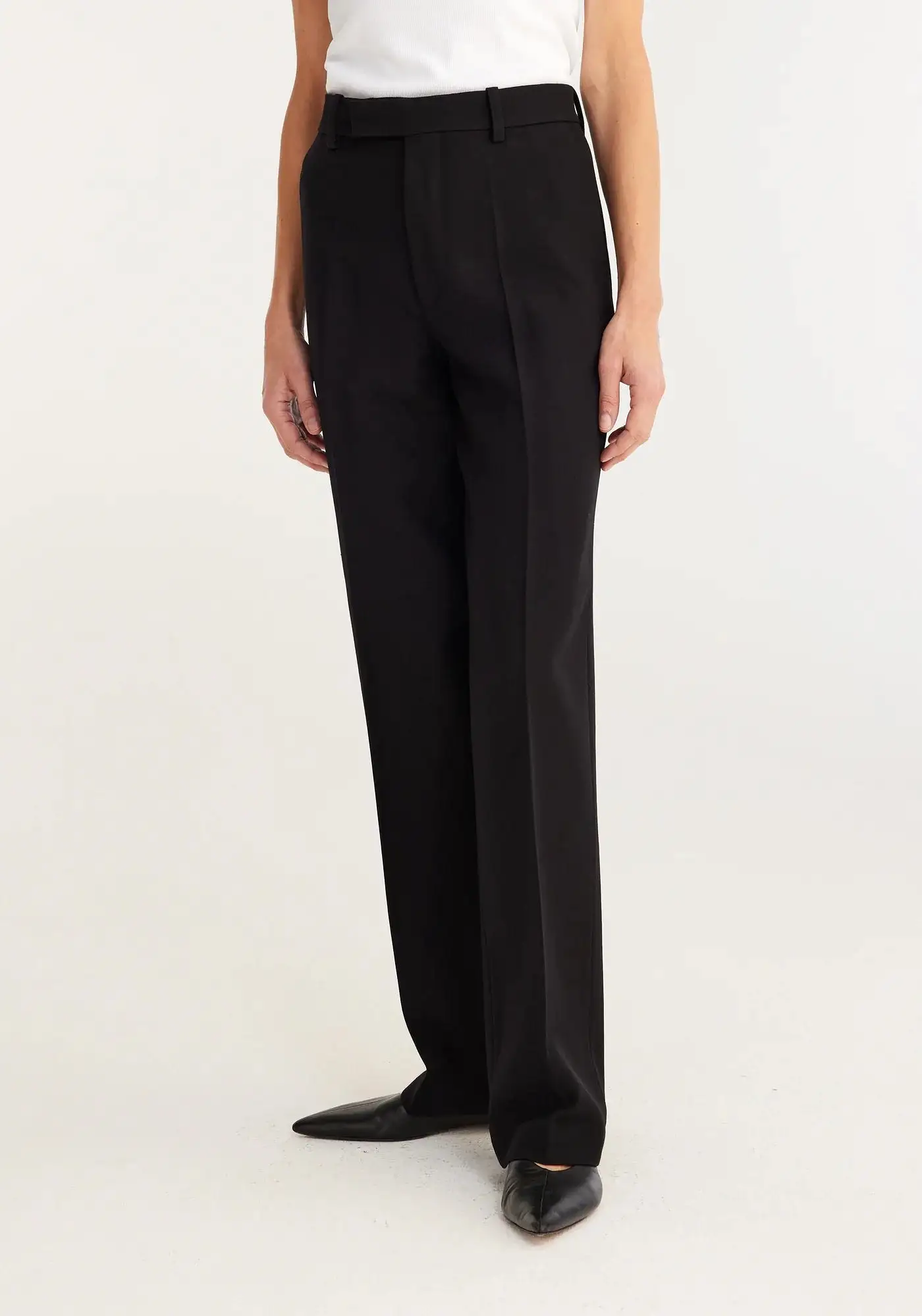 Straight Leg Tailored Trousers - Black