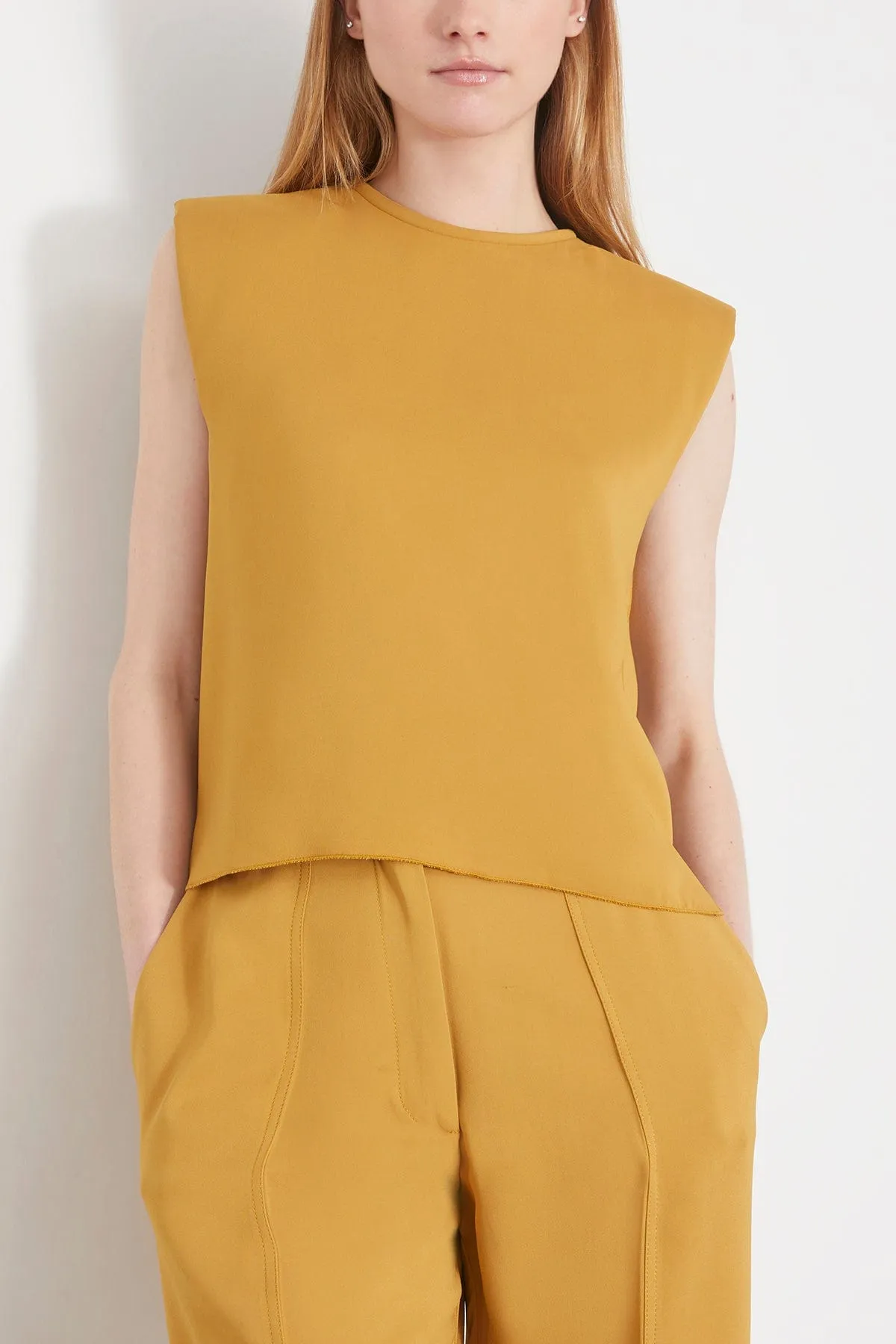 Stretch Crepe Cady Boxy Top in Honey