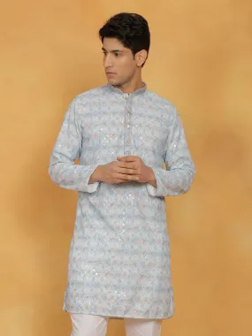 VASTRAMAY Men's Aqua Cotton Blend Kurta