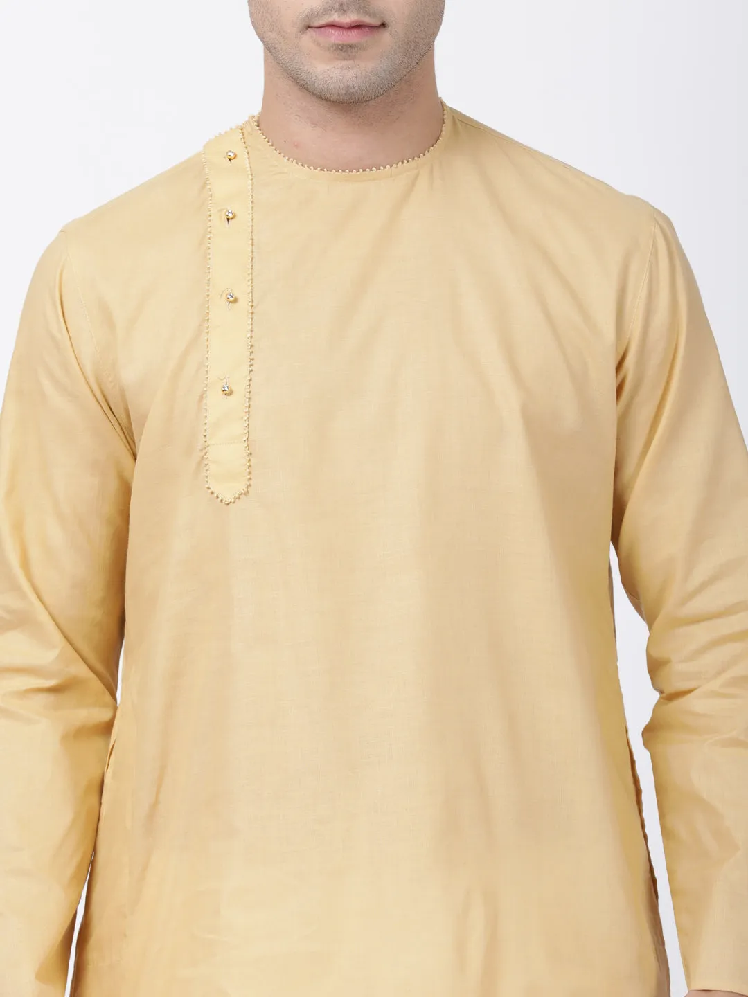 VASTRAMAY Men's Beige Cotton Blend Kurta