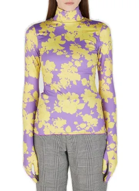 Vetements Floral Printed Glove-Sleeved Top