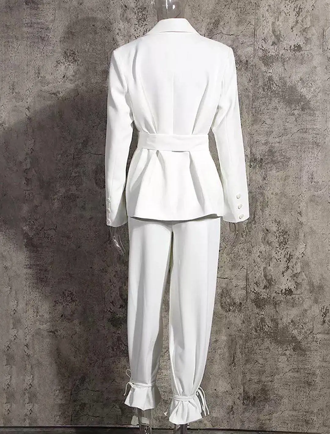 White Wide Leg Trousers And Jacket Set